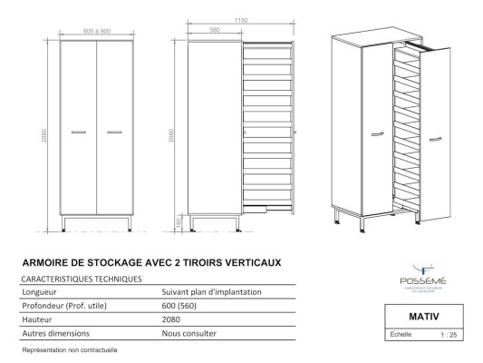 Armoire Haute de Laboratoire & Tiroirs Verticaux | POSSÉMÉ